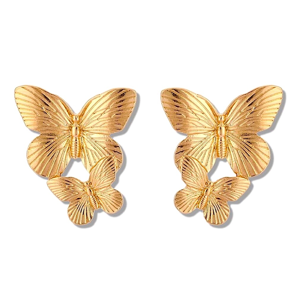⚜️[𝟯/$𝟭𝟴]⚜️Big Gold 2 Butterfly Earrings NEW - Picture 7 of 9